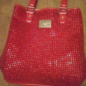 VIZZINI red bling tote purse red patent trim VIXEN